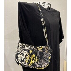 Vera Bradley Frannie Shoulder Crossbody Bag Baroque #3 Black Yellow Gray